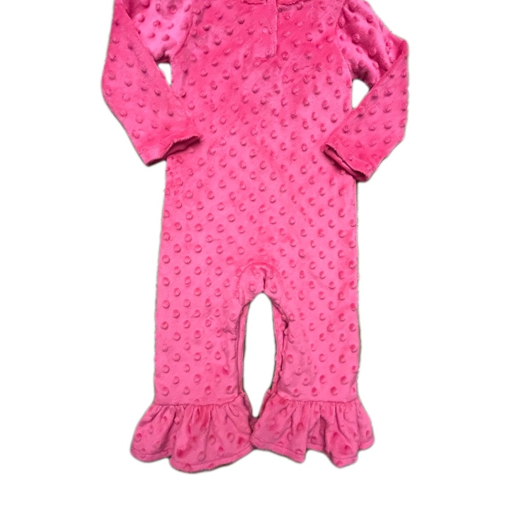 Mud Pie EUC Girls Pink Minky Dot Reindeer One Piece Size 9-12m - Picture 3 of 8